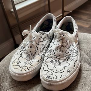 Womens vans ! White flowers